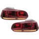 Taillights Full LED suitable for VW Golf 6 VI (2008-2013) R20 Design Red Cherry with Sequential Dynamic Turning Lights (LHD and RHD)