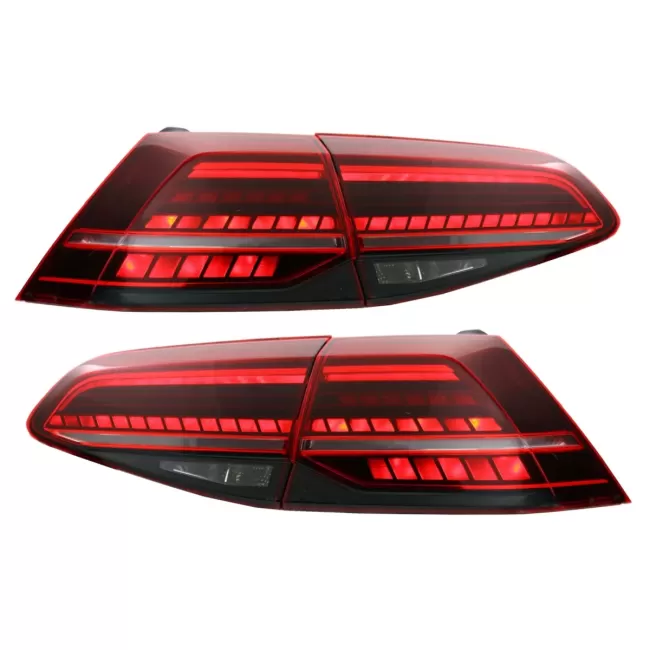 Full LED Taillights suitable for VW Golf 7 & 7.5 VII (2012-2019) Facelift Retrofit G7.5 Look Dynamic Sequential Turning Lights Dark Cherry Red