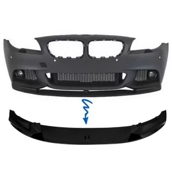 Front Bumper Spoiler Lip suitable for BMW 5 Series F10 F11 Sedan Touring (2011-2017) M Design Shiny Black