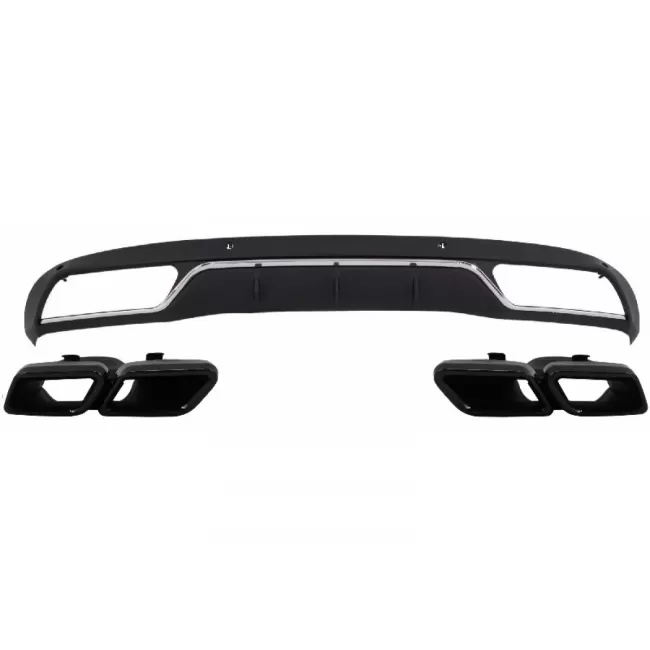 Rear Diffuser & Exhaust Tips suitable for Mercedes C-Class W205 S205 (2014-2018) C63 Design Black Package only for Standard Bumper