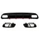 Rear Bumper Valance Diffuser with Exhaust Muffler Tips suitable for Mercedes A-Class W176 Facelift (2015-2018) A45 Design Red Edition