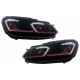 LED Headlights and Taillights suitable for VW Golf 6 VI (2008-2013) With Facelift G7.5 GTI Look Red Flowing Dynamic Sequential Turning Lights LHD