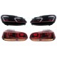 LED Headlights and Taillights suitable for VW Golf 6 VI (2008-2013) With Facelift G7.5 GTI Look Red Flowing Dynamic Sequential Turning Lights LHD