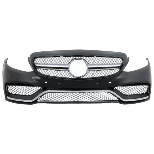 Front Bumper suitable for Mercedes C-Class C205 A205 Coupe Cabriolet (2014-2019) with Rear Bumper Valance Diffuser and Trunk Boot Spoiler C63S Design