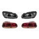 RHD Headlights Chrome with Taillights Full LED suitable for VW Golf 6 VI (2008-2013) LED Flowing Turning Light R20 U-Design