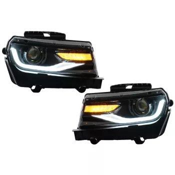 Headlights LED DRL suitable for Chevrolet Camaro Mk5 Facelift (2014-2015) Sequential Amber Dynamic Turning Lights Conversion to 2016+ Look