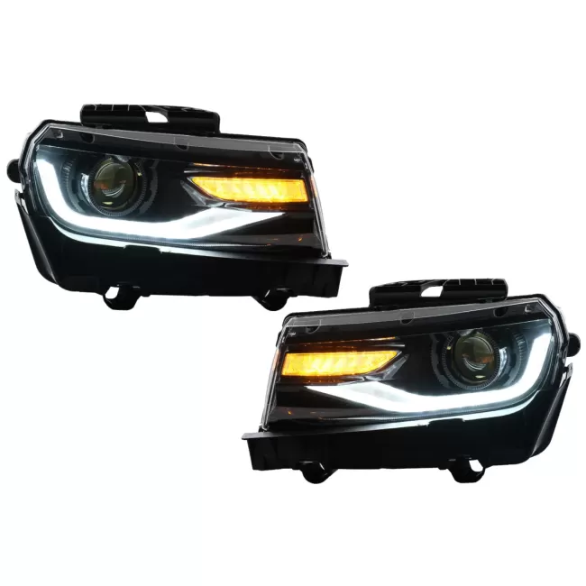 Headlights LED DRL suitable for Chevrolet Camaro Mk5 Facelift (2014-2015) Sequential Amber Dynamic Turning Lights Conversion to 2016+ Look