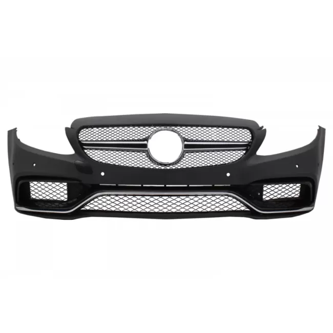 Front Bumper & Diffuser with Muffler Tips Chrome suitable for Mercedes C-Class W205 S205 (2014-2018) C63 Design