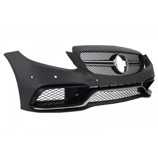 Front Bumper & Diffuser with Muffler Tips Chrome suitable for Mercedes C-Class W205 S205 (2014-2018) C63 Design