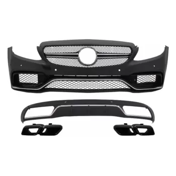 Front Bumper & Diffuser with Muffler Tips suitable for Mercedes C-Class W205 S205 (2014-2018) C63 Design
