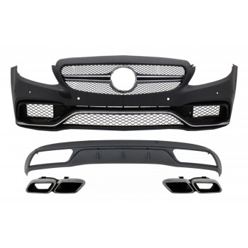 Front Bumper & Diffuser with Muffler Tips Chrome suitable for Mercedes C-Class W205 S205 (2014-2018) C63 Look