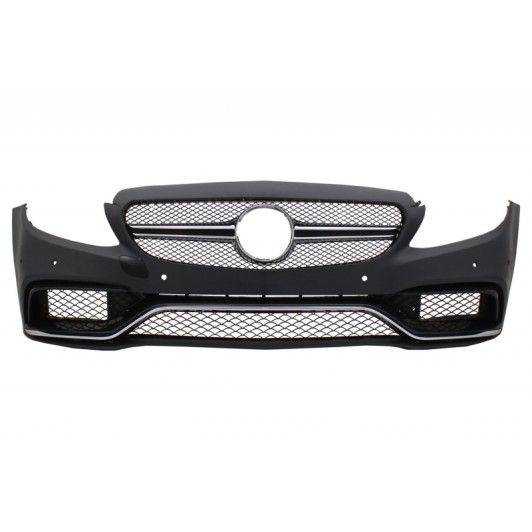 Front Bumper & Diffuser with Muffler Tips Chrome suitable for Mercedes C-Class W205 S205 (2014-2018) C63 Look
