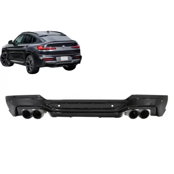 Rear Bumper Spoiler Valance Diffuser Double Outlet with Exhaust Tips suitable for BMW X4 G02 (2018-up) M Sport