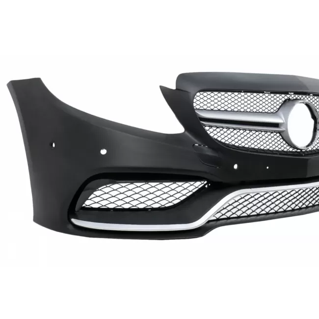 Front Bumper with Diffuser and Exhaust Muffler Tips suitable for Mercedes C-Class W205 Sedan S205 Estate (2014-2020) C63 Design