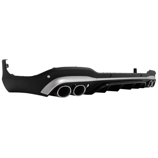 Rear Diffuser with Silver Exhaust Muffler Tips suitable for Mercedes GLC SUV X253 Facelift (2020-) GLC43 Design
