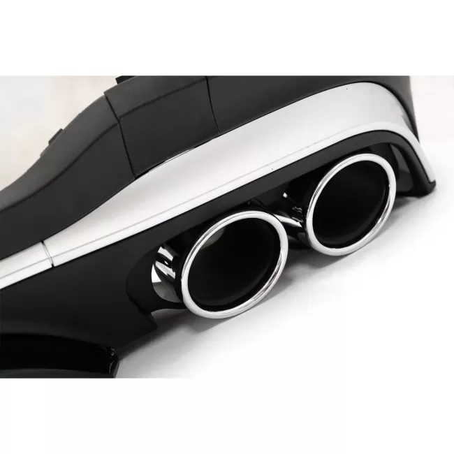 Rear Diffuser with Silver Exhaust Muffler Tips suitable for Mercedes GLC SUV X253 Facelift (2020-) GLC43 Design