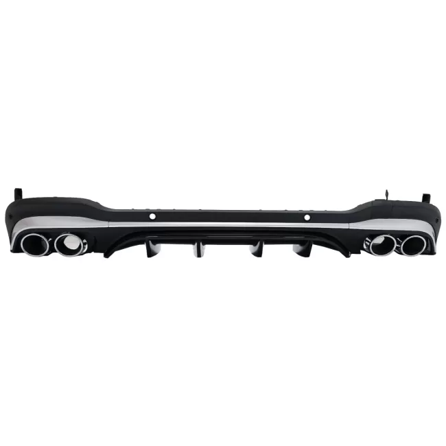 Rear Diffuser with Silver Exhaust Muffler Tips suitable for Mercedes GLC SUV X253 Facelift (2020-) GLC43 Design