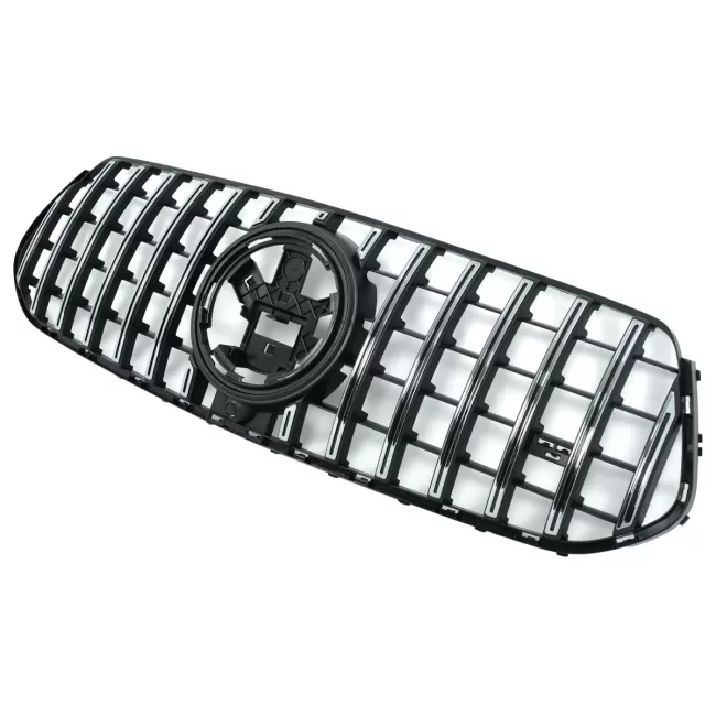 Front Central Grille suitable for Mercedes GLE SUV W167 V167 GLE Coupe C167 Sport Package (2019-06.2023) GTR Panamericana Design Glossy Black and Chrome
