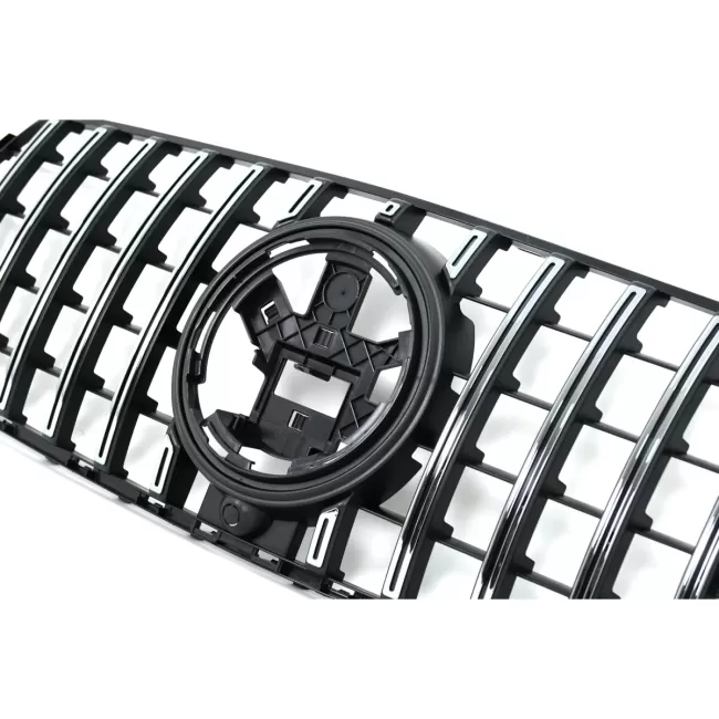 Front Central Grille suitable for Mercedes GLE SUV W167 V167 GLE Coupe C167 Sport Package (2019-06.2023) GTR Panamericana Design Glossy Black and Chrome