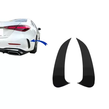 Rear Bumper Side Fins Flaps suitable for Mercedes C Class W206 Sport Line (2021-Up) Piano Black