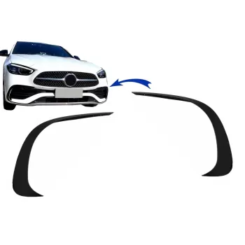 Front Bumper Splitters Fins Aero suitable for Mercedes C Class W206 Sport Line (2021-Up) Piano Black