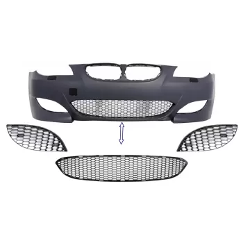 Pack Front Bumper Lower Central and Side Grille suitable for BMW 5 Series E60 E61 (2003-2010) M5 Design