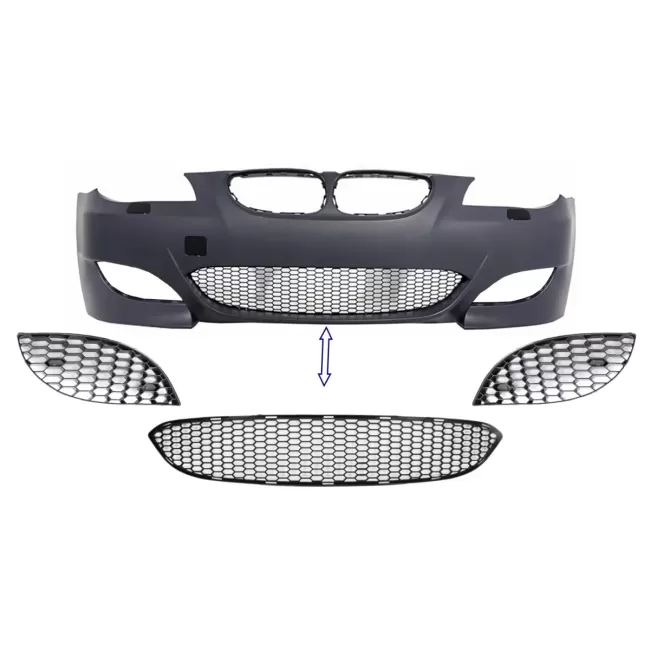 Pack Front Bumper Lower Central and Side Grille suitable for BMW 5 Series E60 E61 (2003-2010) M5 Design