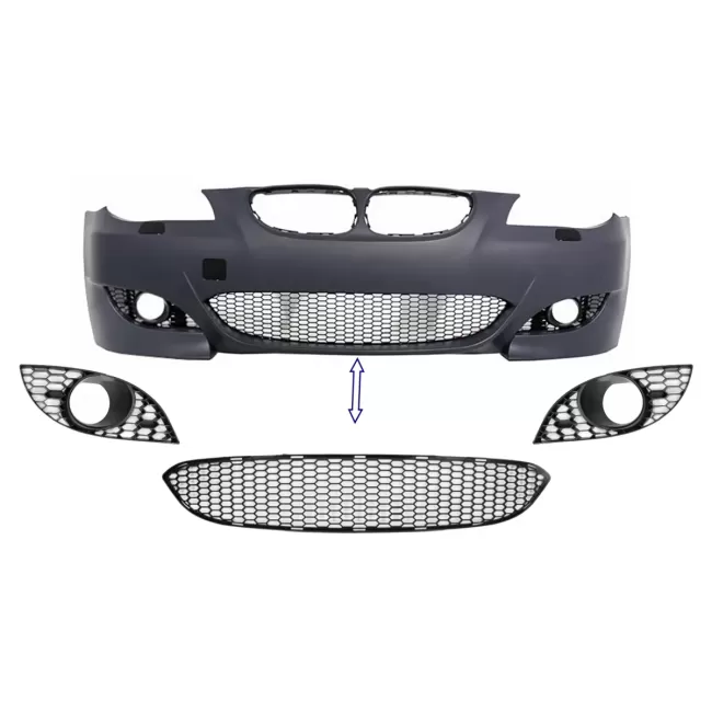 Pack Front Bumper Lower Central and Side Grille suitable for BMW 5 Series E60 E61 (2003-2010) M5 Design