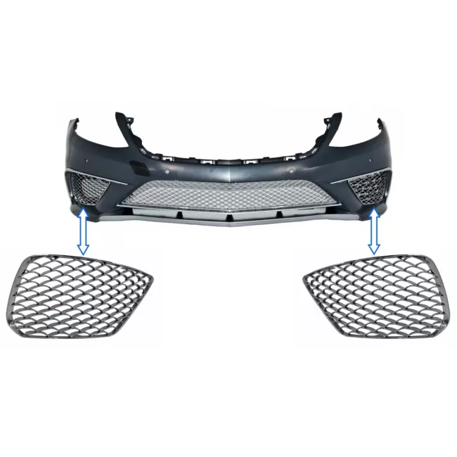 Front Bumper Chrome Side Grilles suitable for Mercedes S-Class W222 (2013-2017) S65 Design