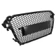 Badgeless Front Grille suitable for Audi A4 B8 Facelift (2012-2015) RS Design Honeycomb Piano Black With PDC Covers