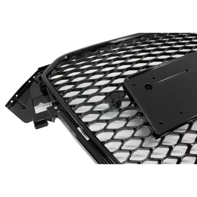 Badgeless Front Grille suitable for Audi A4 B8 Facelift (2012-2015) RS Design Honeycomb Piano Black With PDC Covers