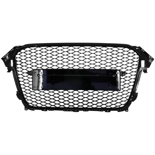 Badgeless Front Grille suitable for Audi A4 B8 Facelift (2012-2015) RS Design Honeycomb Piano Black With PDC Covers