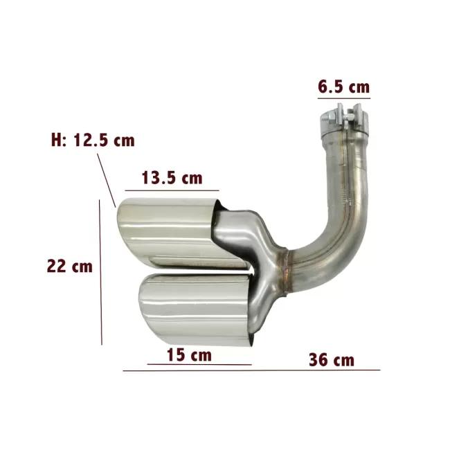 Exhaust Muffler Tips Quad suitable for Porsche Cayenne 9Y0 SUV 3.0 (2018-up) Upgrade to Cayenne S Chrome