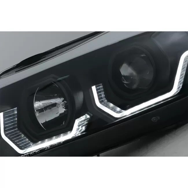 3D LED Angel Eyes Headlights suitable for BMW 3 Series E90 Limousine E91 Touring (03.2005-08.2008) LHD Black
