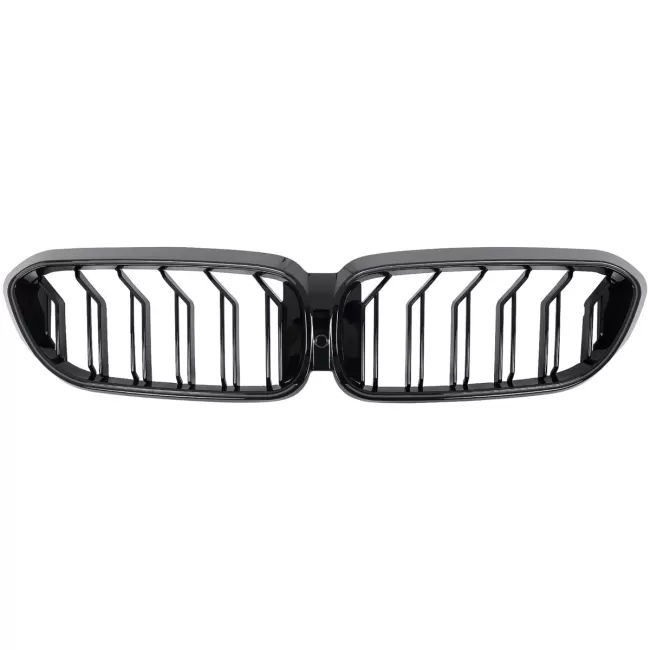Central Kidney Grilles with LED suitable for BMW 5 Series G30 G31 Sedan Touring (2017-2019) Double Stripe Design Piano Black