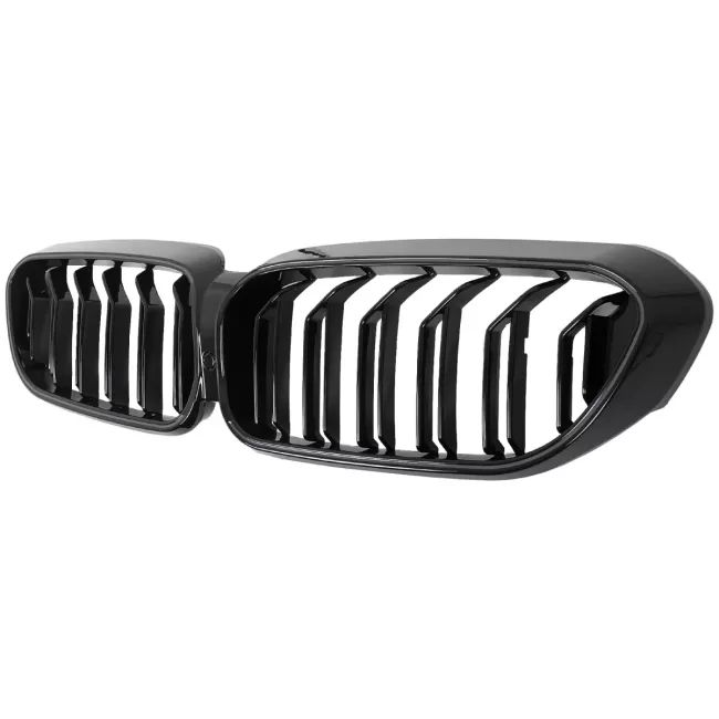 Central Kidney Grilles with LED suitable for BMW 5 Series G30 G31 Sedan Touring (2017-2019) Double Stripe Design Piano Black