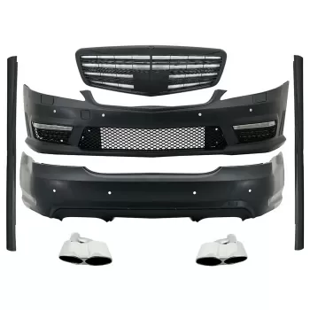 Body Kit suitable for Mercedes S-Class W221 (2005-2011) with Front Grille Piano Black and Exhaust Muffler Tips