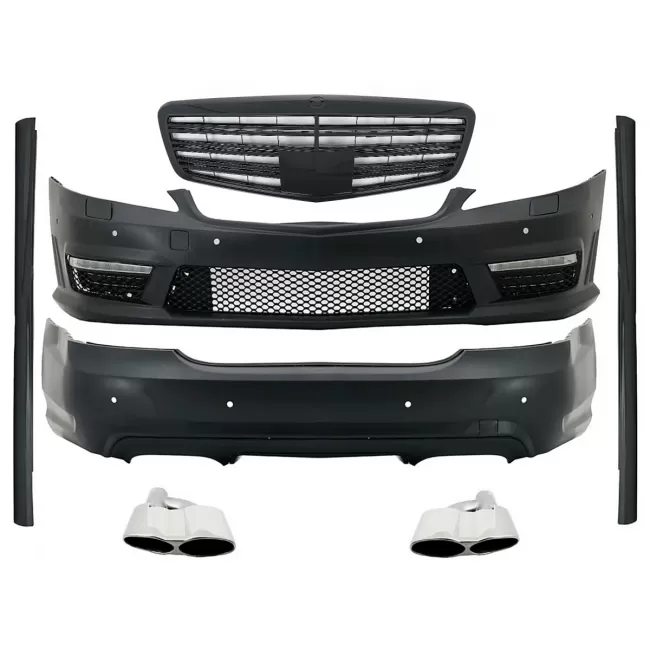 Body Kit suitable for Mercedes S-Class W221 (2005-2011) with Front Grille Piano Black and Exhaust Muffler Tips