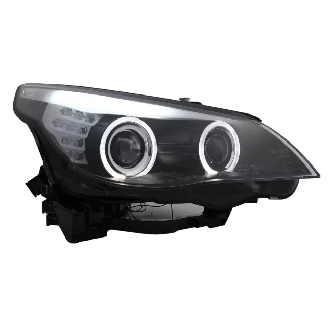 LED Angel Eyes Headlights suitable for BMW 5 Series E60 E61 (2003-2007) Black LCI Design