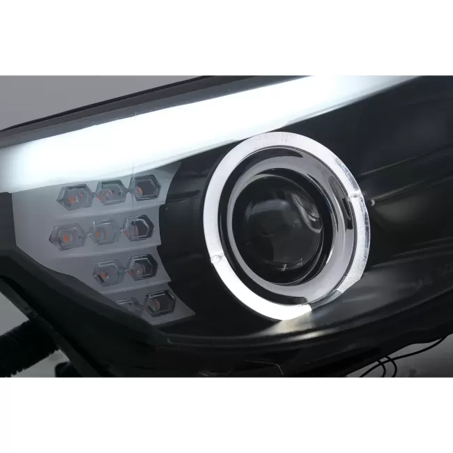 LED Angel Eyes Headlights suitable for BMW 5 Series E60 E61 (2003-2007) Black LCI Design