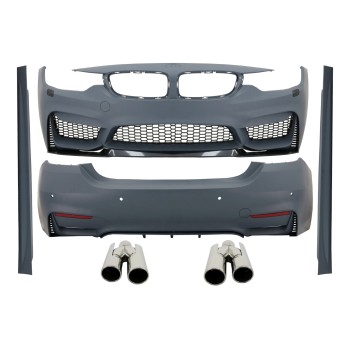 Complete Body Kit suitable for BMW 4 Series F32 Coupe F33 Cabrio (2013-2019) M4 Design with Exhaust Muffler Tips ACS Design