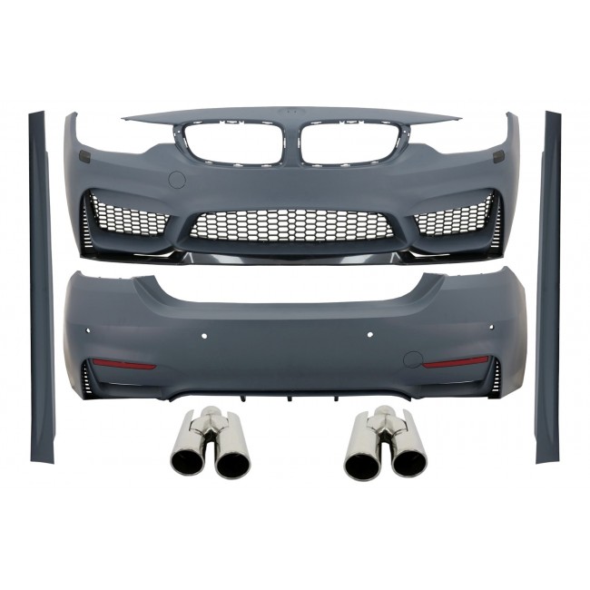 Complete Body Kit suitable for BMW 4 Series F32 Coupe F33 Cabrio (2013-2019) M4 Design with Exhaust Muffler Tips ACS Design
