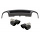 Rear Bumper Valance Air Diffuser suitable for Audi A4 B8 Facelift Limousine Avant (2012-2015) with Carbon Fiber Exhaust Muffler Tips Polished S-Line Design only Standard Bumper