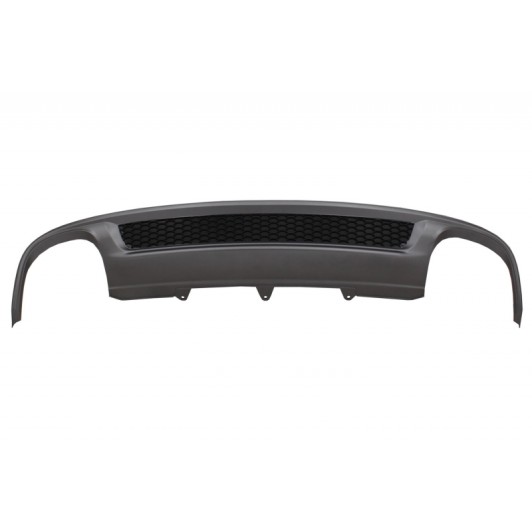 Rear Bumper Valance Air Diffuser suitable for Audi A4 B8 Facelift Limousine Avant (2012-2015) with Carbon Fiber Exhaust Muffler Tips Polished S-Line Design only Standard Bumper