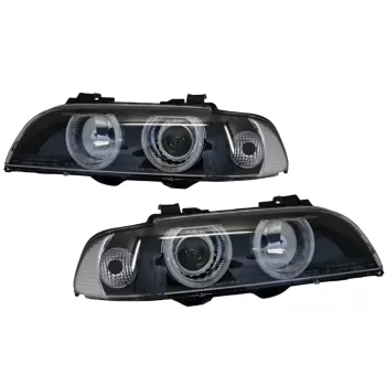 Angel Eyes Headlights suitable for BMW 5 Series E39 (1996-2003) Facelift Design Black Chrom Edition