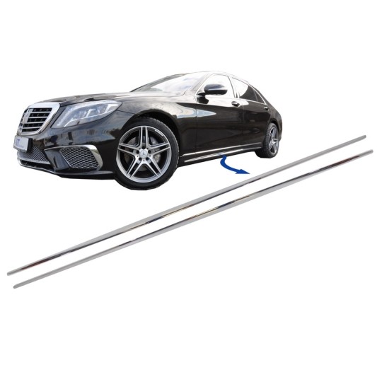 Chrome Parts Trim Strips Side Skirts suitable for Mercedes S-Class W222 (2013-2020) S65 S63 Design