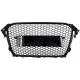 Badgeless Front Grille with Fog Lamp Covers suitable for Audi A4 B8 Facelift (2012-2015) RS Design Honeycomb Piano Black & PDC Covers