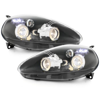Headlights suitable for Fiat Grande Punto (09.2005-2008) Angel Eyes 2 Halo Rims Black