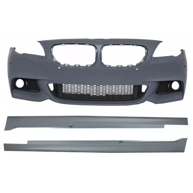 Front Bumper with Side Skirts suitable for BMW F10 F11 5 Series (2011-2014) M-Technik Design Without Fog Lamps