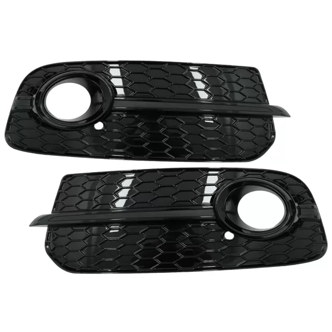 Fog Lamp Covers Side Grilles suitable for Audi Q5 SUV 8R Facelift (2012-2016) Full Black RS Design